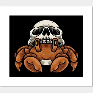 Crab And Skull Shell Posters and Art